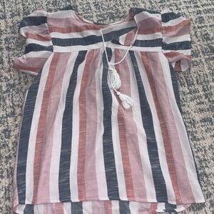 SHEIN Kids Striped Blouse in Pink and Blue